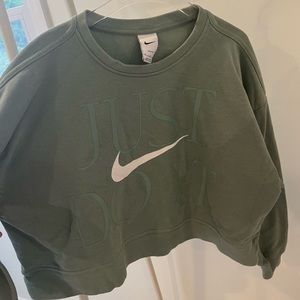 Sage green Nike boxy crop sweater